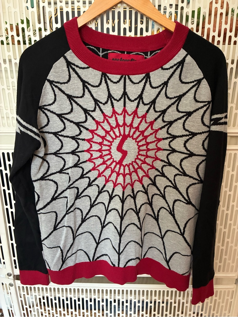 Marvel Women's Crewneck Sweater in Black, Gray & Red